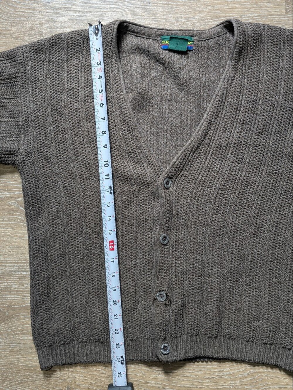 Grenadier Vintage Men's Brown Ribbed Knit Button-Front Grandpa Cardigan Sweater - Picture 10 of 10